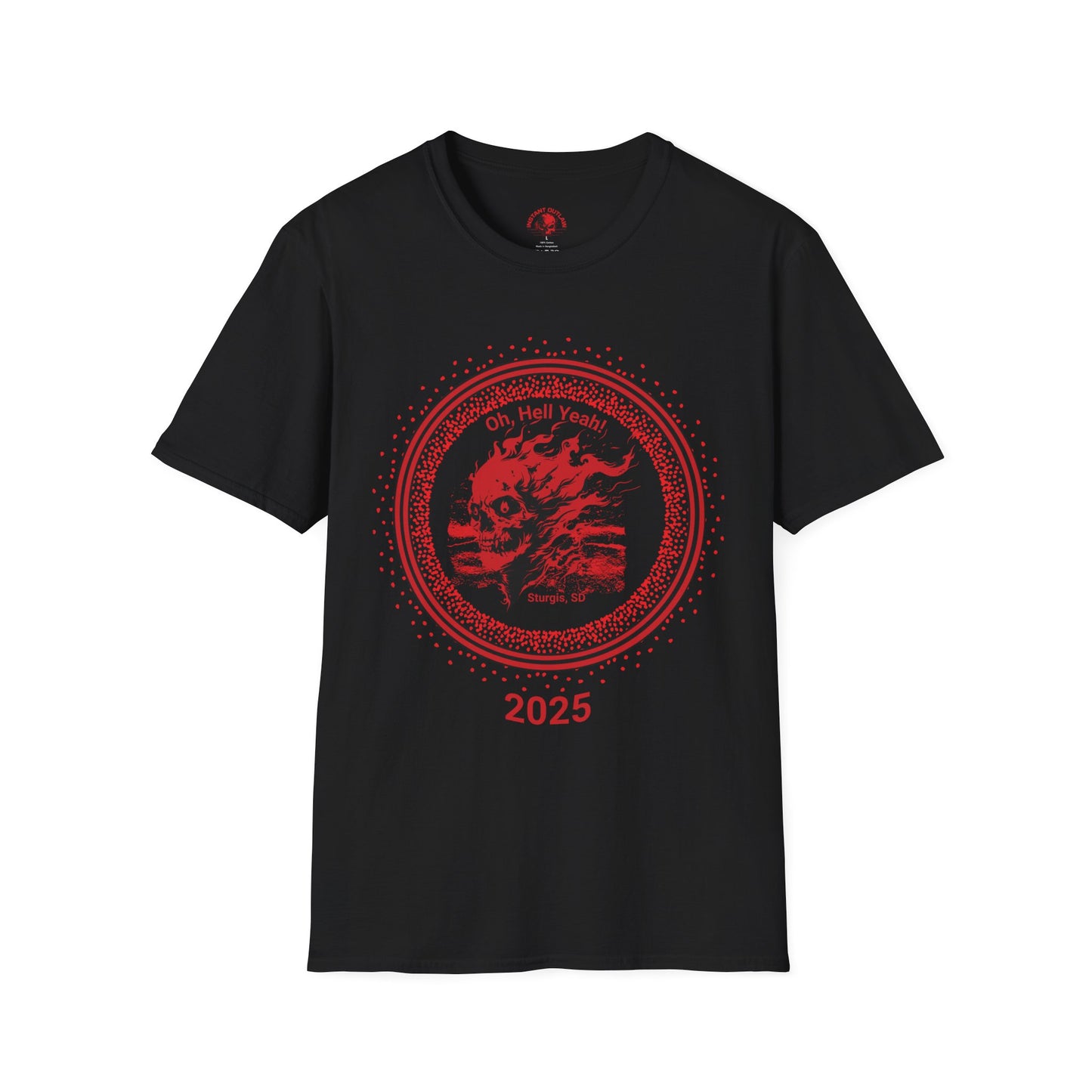 Flaming Skull Graphic T-Shirt (front and back) - Unisex Softstyle Tee