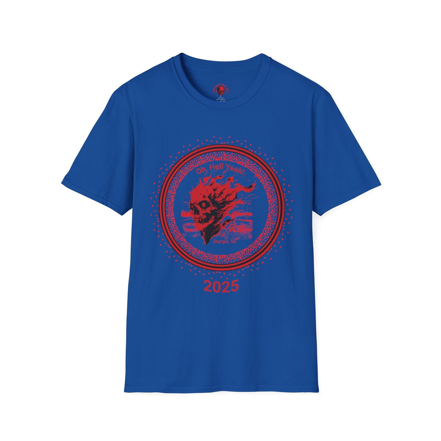 Flaming Skull Graphic T-Shirt (front and back) - Unisex Softstyle Tee
