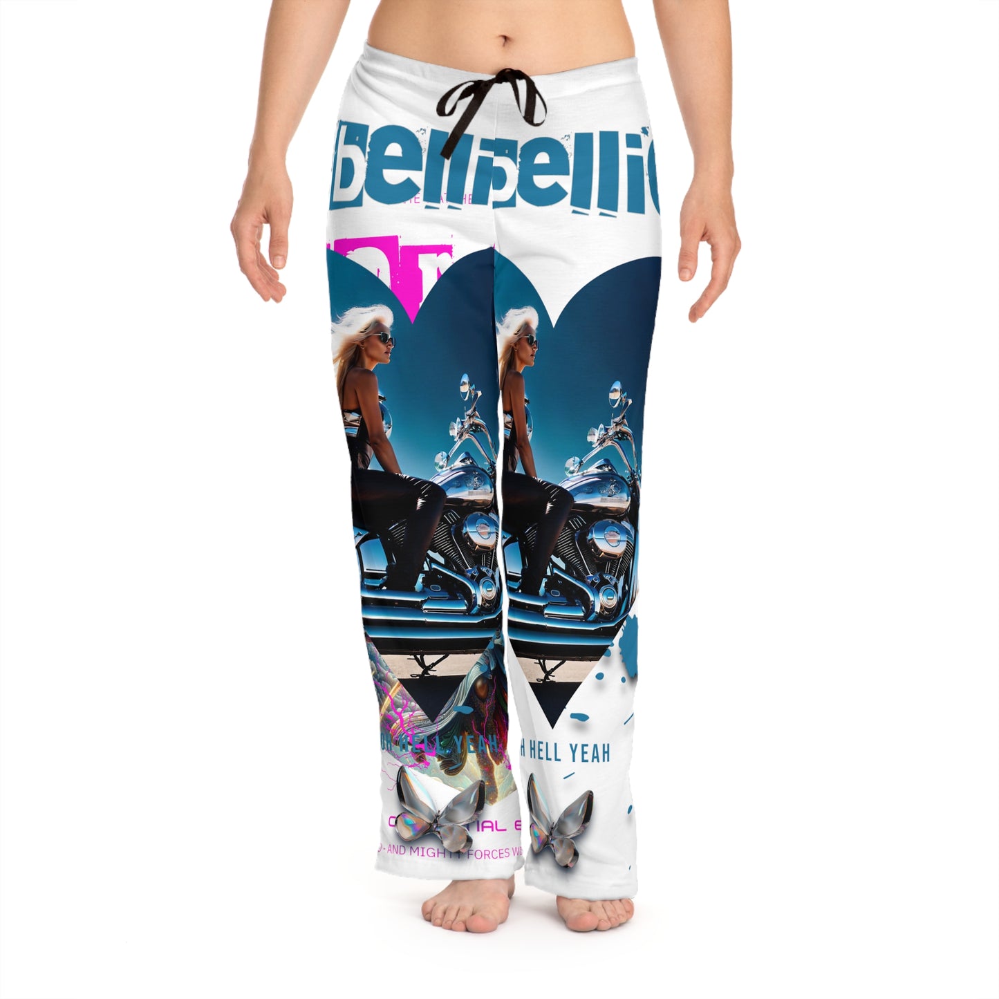 Women's Pajama Pants Biker Girl White (AOP)