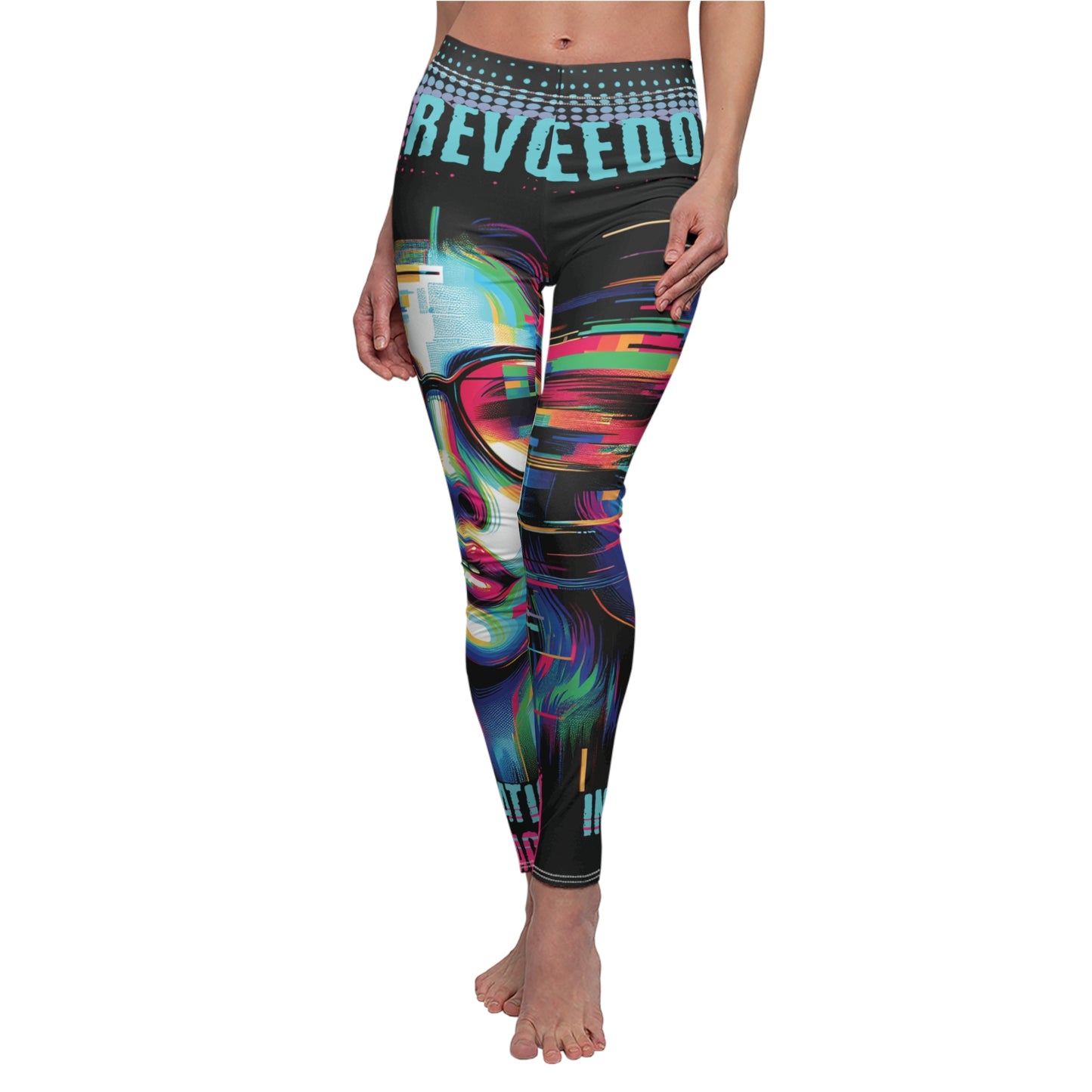 Women's Cut & Sew Casual Leggings Black (AOP)