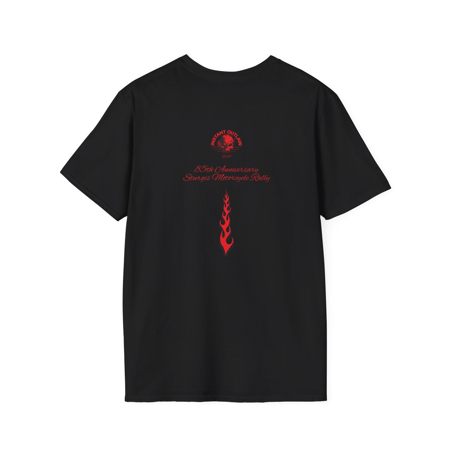 Flaming Skull Graphic T-Shirt (front and back) - Unisex Softstyle Tee