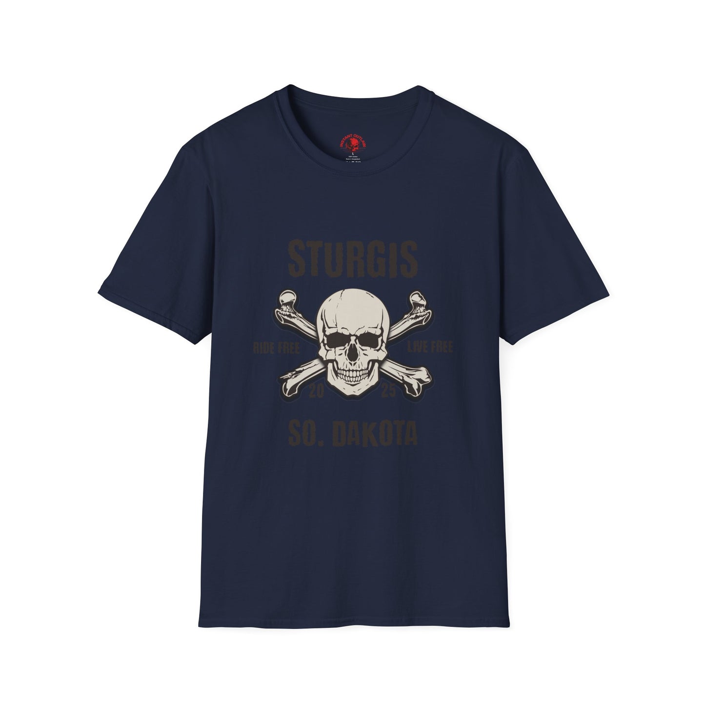 Skull and Crossbones Graphic Front and Back T-Shirt - Unisex Softstyle Tee