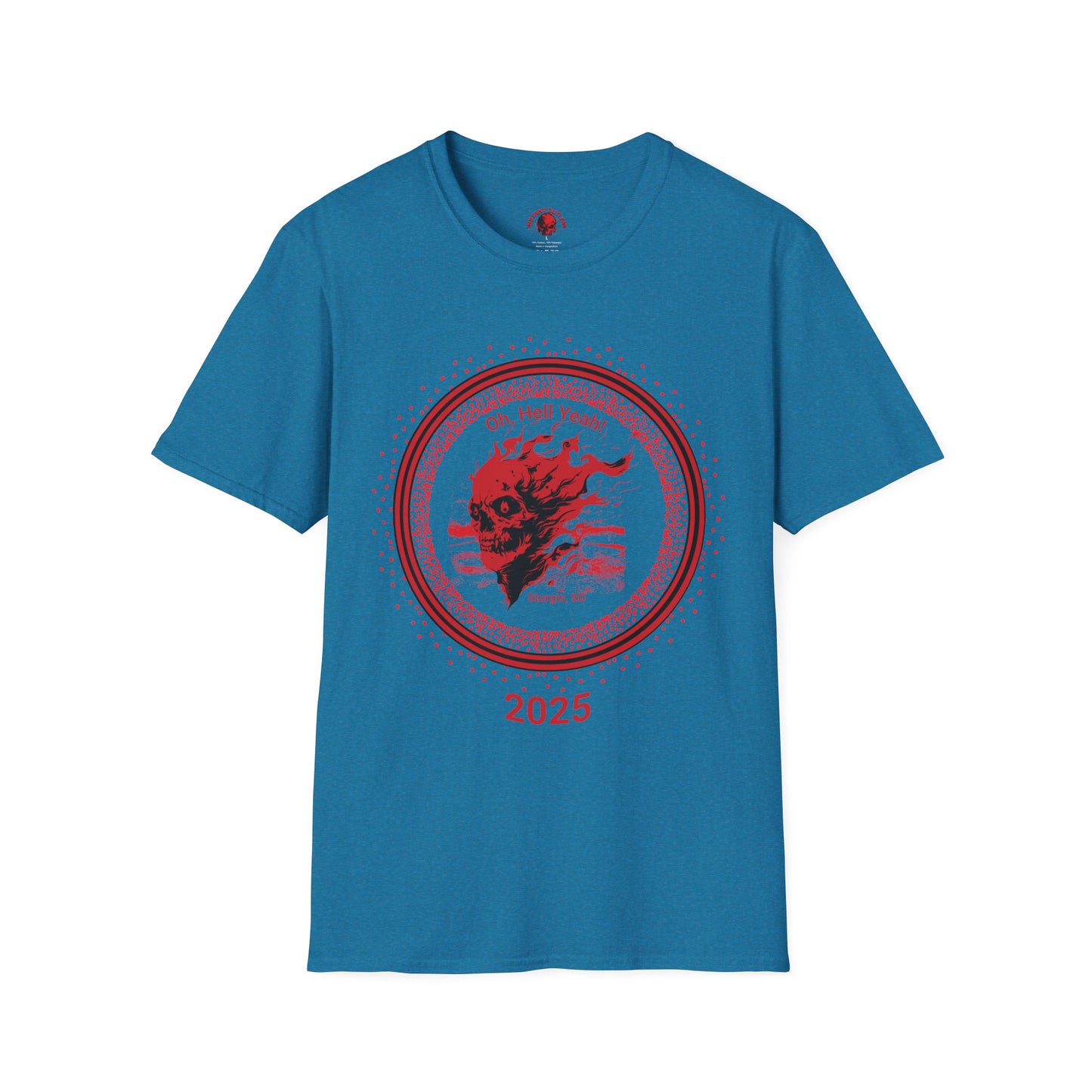 Flaming Skull Graphic T-Shirt (front and back) - Unisex Softstyle Tee