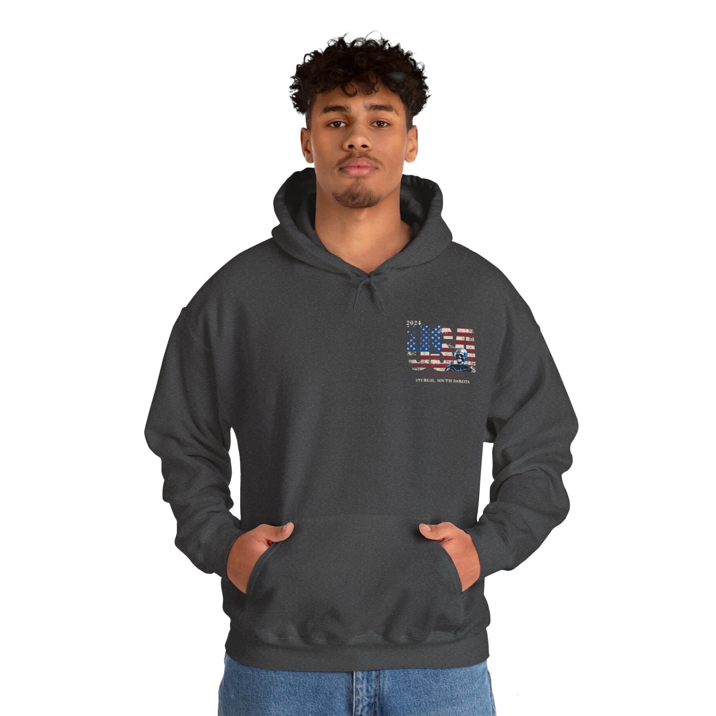 Sturgis 2024 Image front and back - Unisex Heavy Blend™ Hooded Sweatshirt