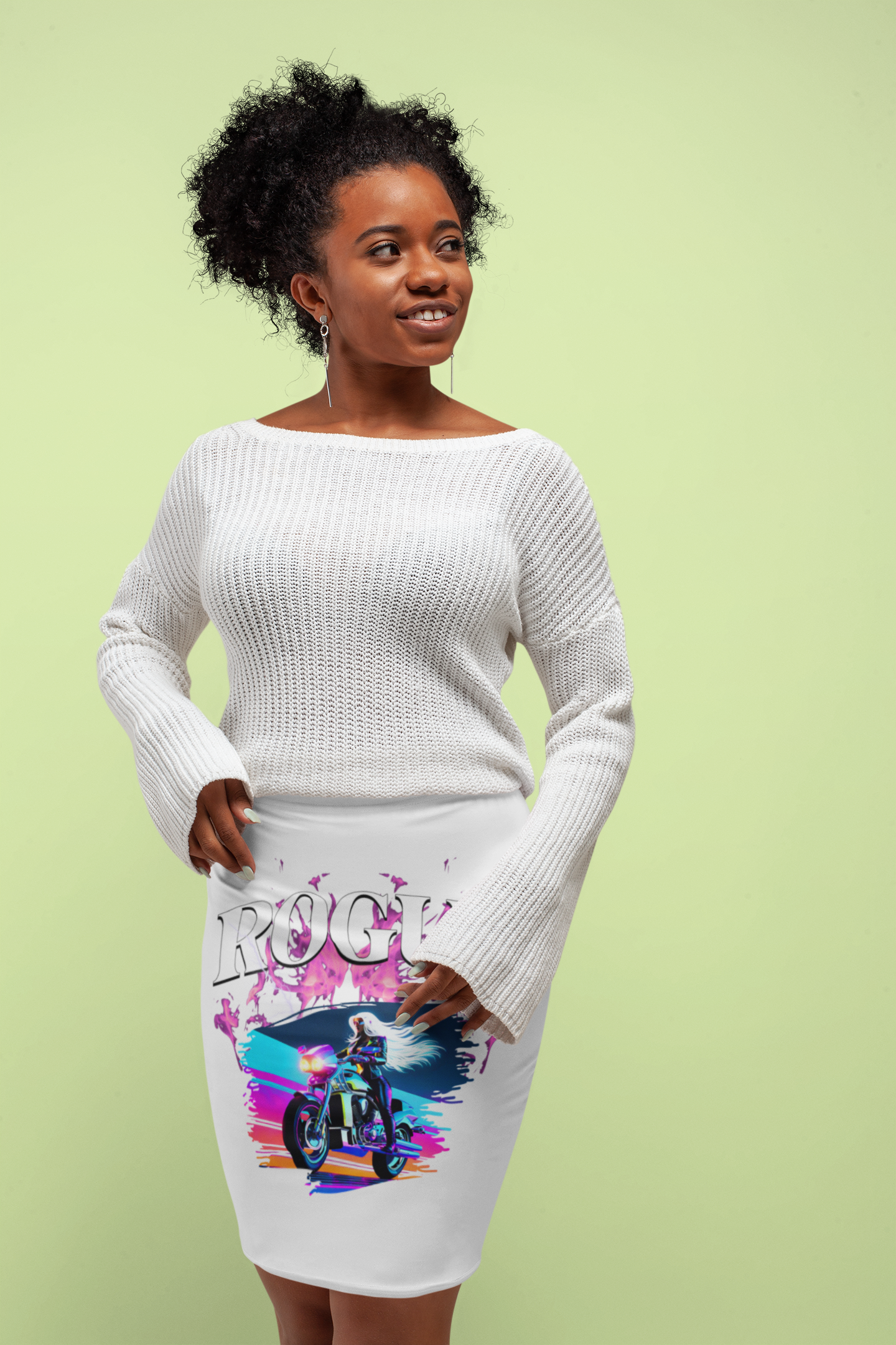 Women's Mid-Waist Pencil Skirt (AOP)