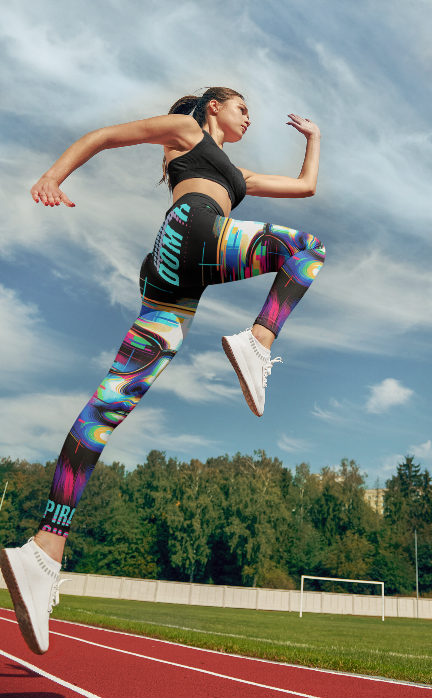 Women's Cut & Sew Casual Leggings Black (AOP)
