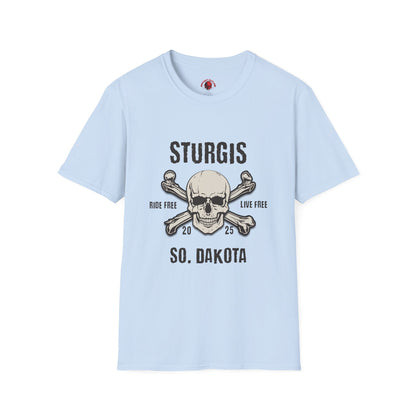 Skull and Crossbones Graphic Front and Back T-Shirt - Unisex Softstyle Tee