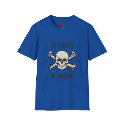 Skull and Crossbones Graphic Front and Back T-Shirt - Unisex Softstyle Tee