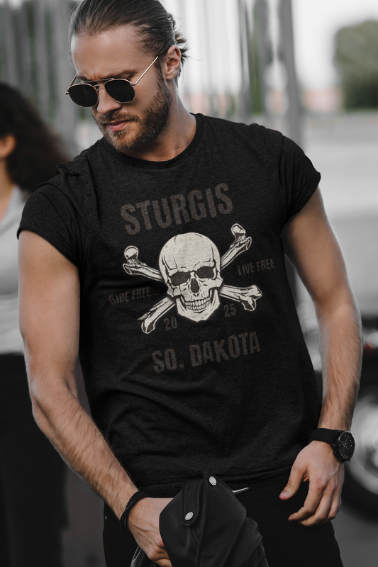 Skull and Crossbones Graphic Front and Back T-Shirt - Unisex Softstyle Tee