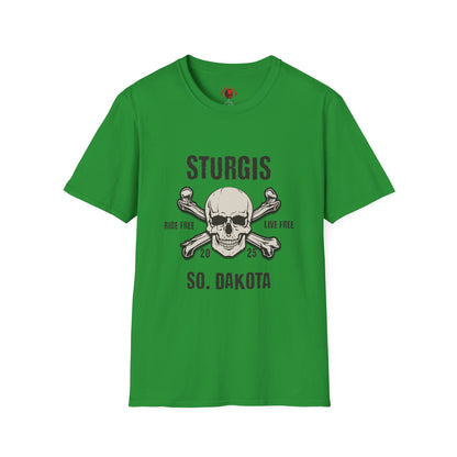 Skull and Crossbones Graphic Front and Back T-Shirt - Unisex Softstyle Tee