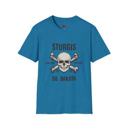 Skull and Crossbones Graphic Front and Back T-Shirt - Unisex Softstyle Tee