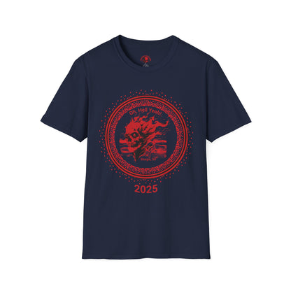 Flaming Skull Graphic T-Shirt (front and back) - Unisex Softstyle Tee