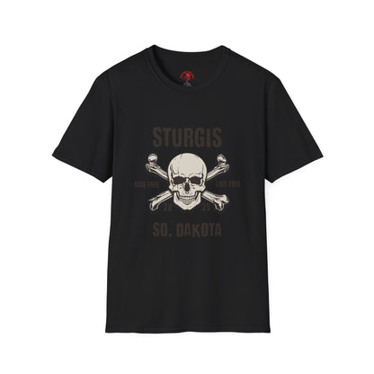 Skull and Crossbones Graphic Front and Back T-Shirt - Unisex Softstyle Tee