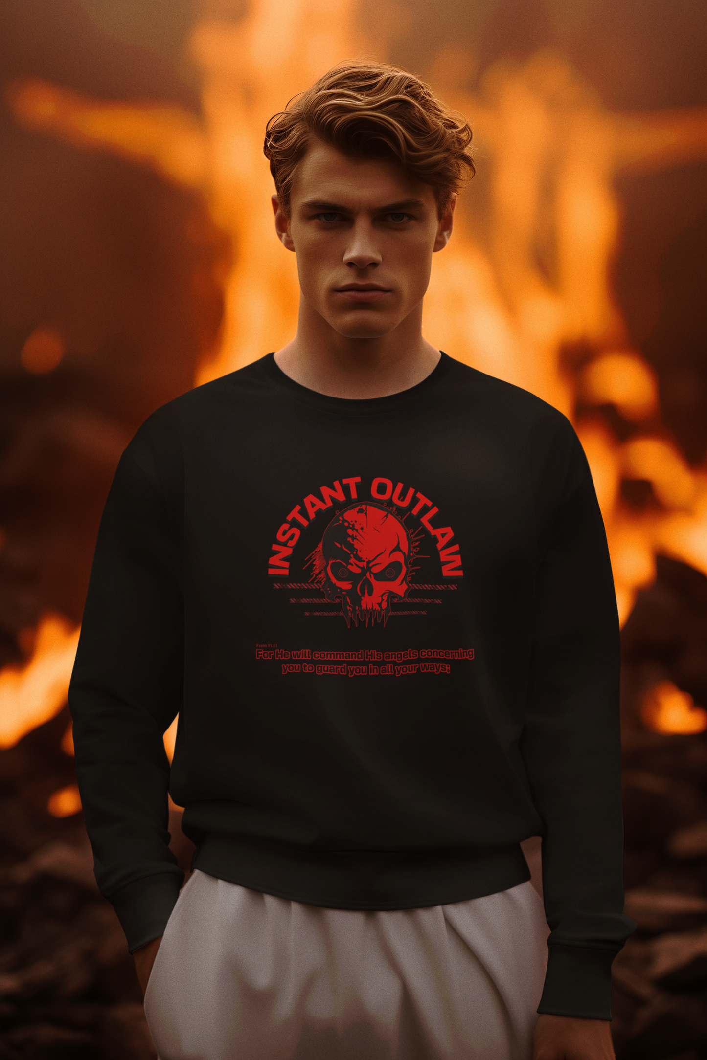"He will command His angels..." Unisex Lightweight Long Sleeve Tee